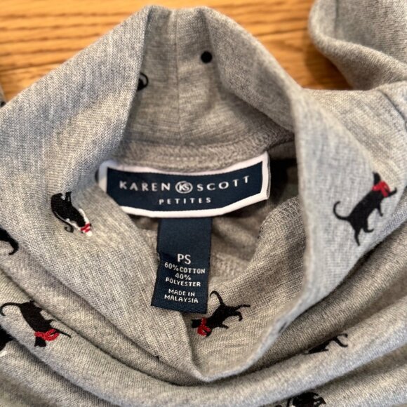 Christmas Cats Graphic Print Turtleneck Gray Size Small Petite Womens - Picture 3 of 4